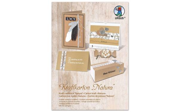 URSUS Bastelpapier Natura A4, 250 g/m², 16 Stück, Braun