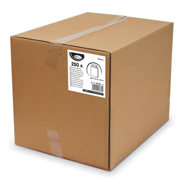 Papiertragetasche weiß 32+21 x 33 cm – 250 Stück