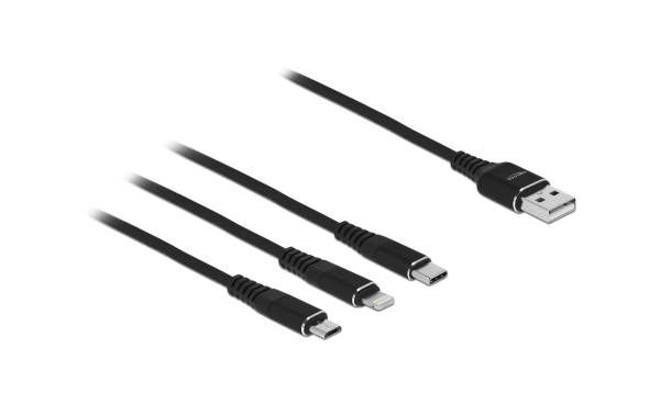 Delock USB-Ladekabel USB A – Lightning/Micro-USB B/USB C 0.3 m