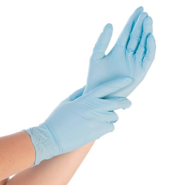 franz mensch Nitril-Handschuh "SAFE FIT" HYGONORM, blau – Box à 200 Stück
