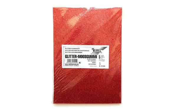 folia Glitter-Moosgummi, 200 x 290 mm, 5 Blatt, rot