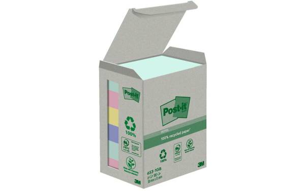 Haftnotizen Recycling 38x51mm rainbow 6×100 Blatt POST-IT 653-1GB