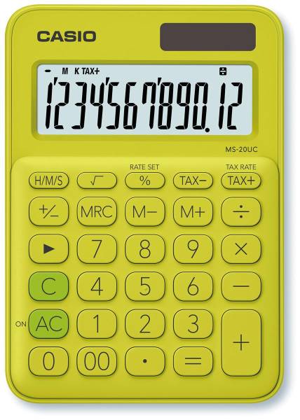 CASIO Mini Taschenrechner MS20UCYG 12-stellig gelb/grün