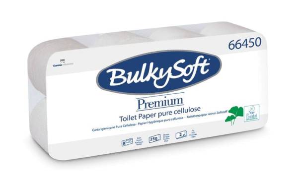 Toilettenpapier Premium Bulkysoft, weiss, 2-lagig, 250 Blatt, 10x12cm, Sack à 96 Rollen