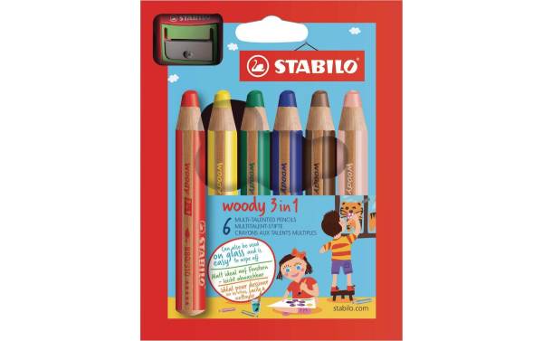 Farbstifte Woody 3 in1 6 Farben Etui STABILO 8806-2