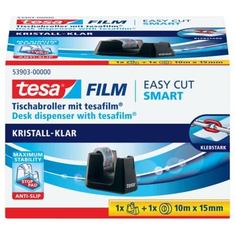 tesa Tischabroller Smart ecoLogo, bestückt, schwarz