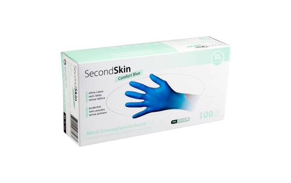 SecondSkin Einweghandschuh Nitrili Comfort XL, Blau, 90 Stück