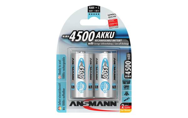 ANSMANN NiMH Akku max E, Baby (C), 4.500 mAh, 2er Blister