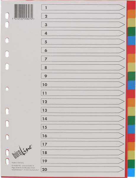 BÜROLINE Register PP bunt A4 40985 20tlg.