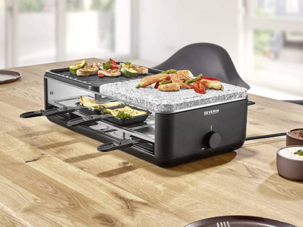 SEVERIN Raclette-Grill RG 2366, Naturgrillstein/Grillplatte