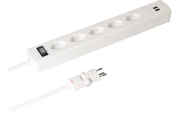 Max Hauri Steckdosenleiste SafetyLine 5x T13 mit USB A, Weiss