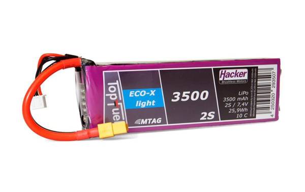 Hacker RC-Akku LiPo 3500 mAh 7.4 V 10C Topfuel ECO-X-Light MTAG