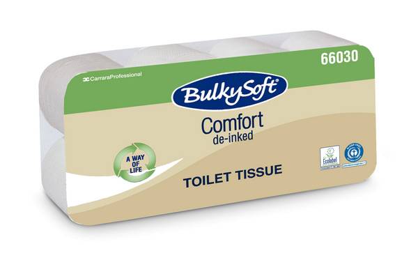 WC-Papier Comfort Bulkysoft Recycling weiss, 2-lagig 9,5x11cm, 250 Blatt -96 Stück