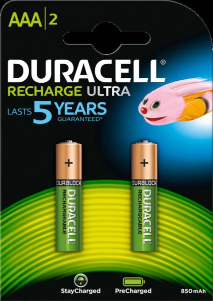 Recharge Ultra PreCharged AAA, 850 mAh, 1.2V 2 Stück DURACELL DX2400