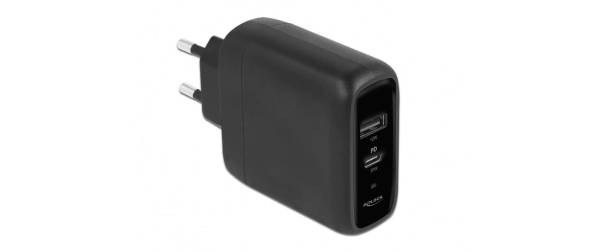 Delock USB-Wandladegerät Typ-A und Typ-C 20 W + 12 W