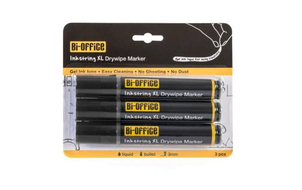 Bi-Office Whiteboard-Marker Inkstring, 3er Blister, schwarz
