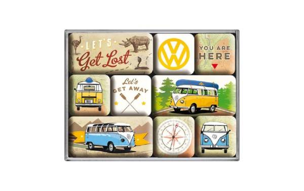 Nostalgic Art Magnet-Set VW Bulli Get Lost 9 Stück, Mehrfarbig