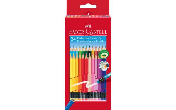 FABER-CASTELL Buntstifte radierbar, 24er Kartonetui