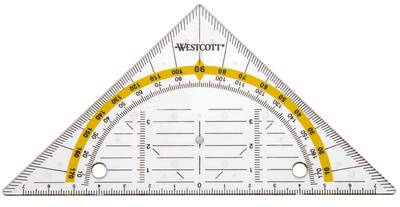 WESTCOTT Geodreieck zum Abheften, Hypotenuse: 140 mm