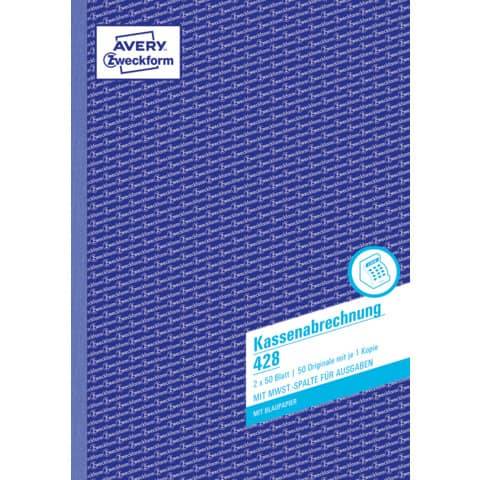 AVERY ZW. Zweckform Formularbuch "Kassenabrechnung", A4