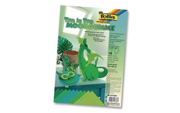 folia Moosgummi, (B)200 x (H)290 mm, TON IN TON MIX grün