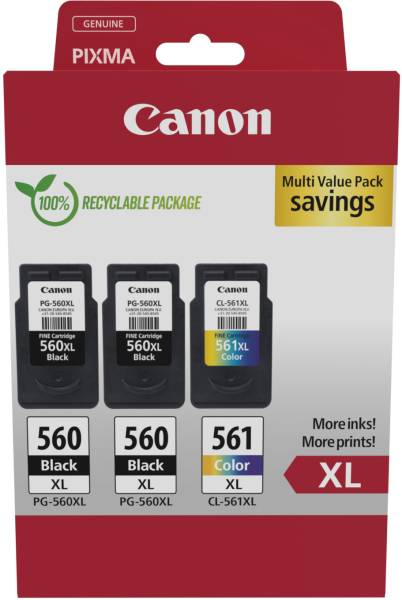 CANON Multipack Tinte XL BKCMY PGCL560/1 Pixma TS5350 2xBKXL & 1xCMYXL