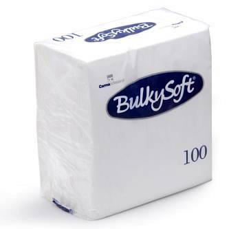 Servietten Bulkysoft, 1/4 Falz, weiss, 2-lagig, 24x24cm - Karton à 20 Pack / Pack à 100 Servietten