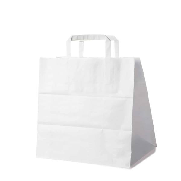 Papiertragetasche weiß 32+21 x 33 cm – 50 Stück