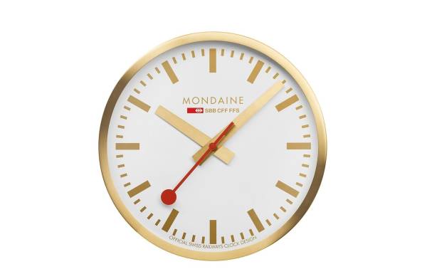 Mondaine Wanduhr Quartz Ø 25 cm, Gold/Weiss