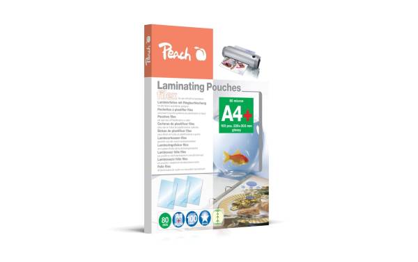 Peach Laminierfolie A4, 80 µm, 100 Stück, Glänzend Abheftlochung