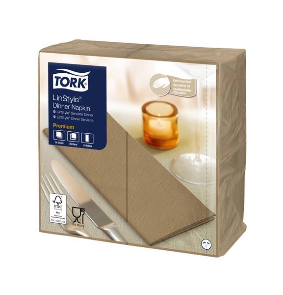 TORK-478167 LinStyle Premium Dinnerservietten Biscuit 1/8-Falz –