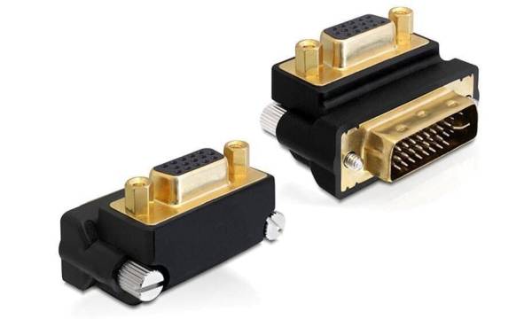 Delock Winkeladapter 270°, m-f DVI-I – VGA