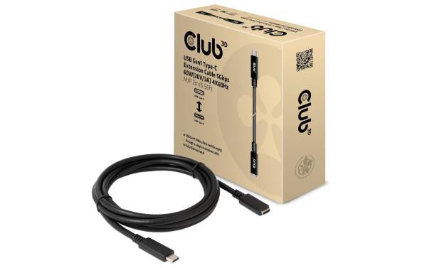 Club 3D USB 3.0-Verlängerungskabel CAC-1529 USB C – USB C 2 m