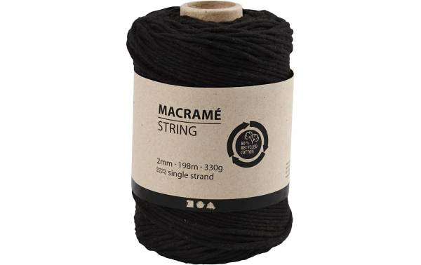 Creativ Company Baumwollgarn Makramé 330 g, Schwarz