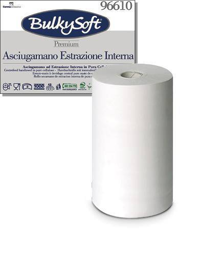 Papierwischtücher Mini Bulkysoft 96610 Premium,Weiss, 2-lagig 60m, 22cm breit, Pack à 9 Rollen
