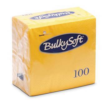 Servietten Lunch Bulkysoft, 2-lagig, gelb, 38x38cm, 1/4 Falz - Karton à 20 Pack / Pack à 100 Serviet