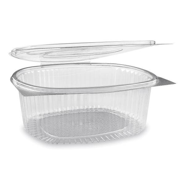 Feinkostbecher (rPET) mit Deckel oval klar 2000ml – 50 Stück
