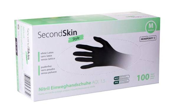 SecondSkin Einweghandschuh Nitril M, Schwarz