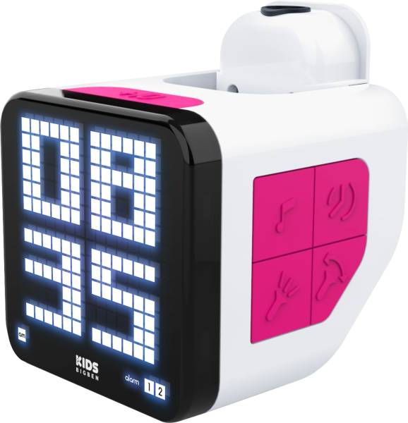 Bigben – Retro Cube Wecker [incl. Projektor] – white/pink