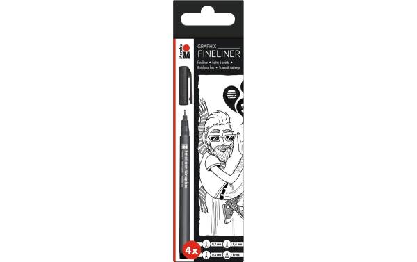 Marabu Fineliner "GRAPHIX", schwarz, 4er Kartonetui