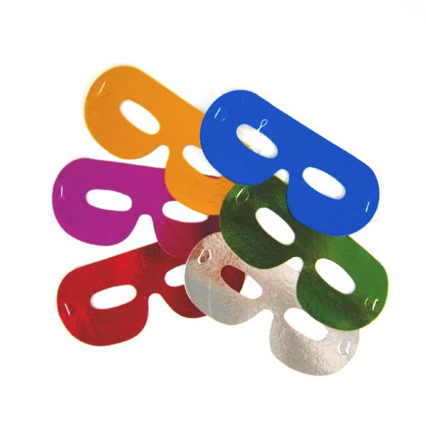 Maske (PAP) bunt gemischt 16 x 7,3 cm – 6 Stück