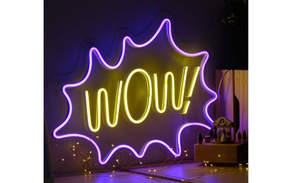 Vegas Lights LED Dekolicht Neon Sign WOW! 35 x 28 cm