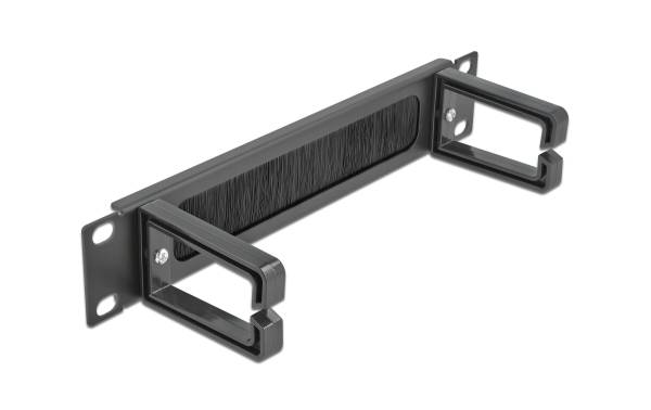 Delock Bürstenleiste mit 2 Bügeln, 1HE 10 Rack, Schwarz
