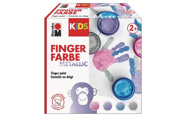 Marabu KiDS Fingerfarbe Metallic, 100 ml, 4er Set
