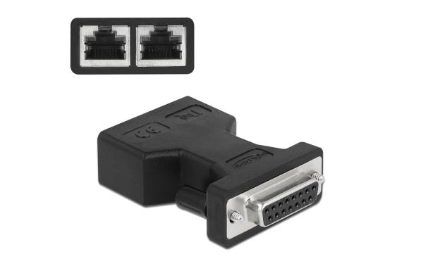 Delock Adapter D-Sub 15 Pin Buchse Gameport D-Sub 15 Pin – 2x RJ-45