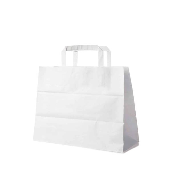 Papiertragetasche weiß 32+16 x 27 cm – 50 Stück
