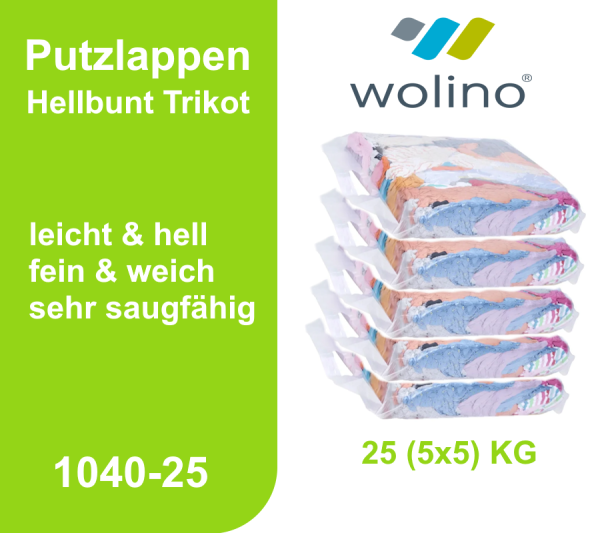 1 Karton 5 x 5 KG Hellbunt Trikot Wolino Putzlappen