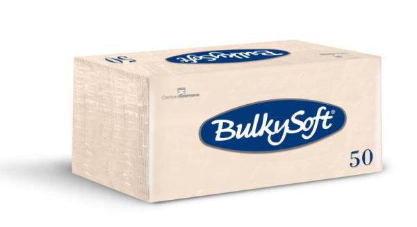 Servietten Bulkysoft, 2-lagig, 1/8 Falz, champagner, 33x33cm - Karton à 40 Pack / Pack à 50 Serviett