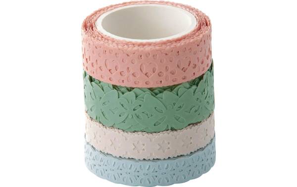 folia Deko-Bordüre Washi-Dekor "Pastell", 4er Set