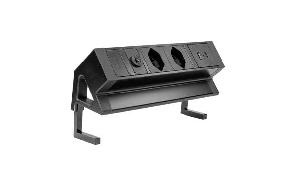 STEFFEN Tischsteckdosenleiste ALU DESK 2x T13, USB-A+C, Schwarz